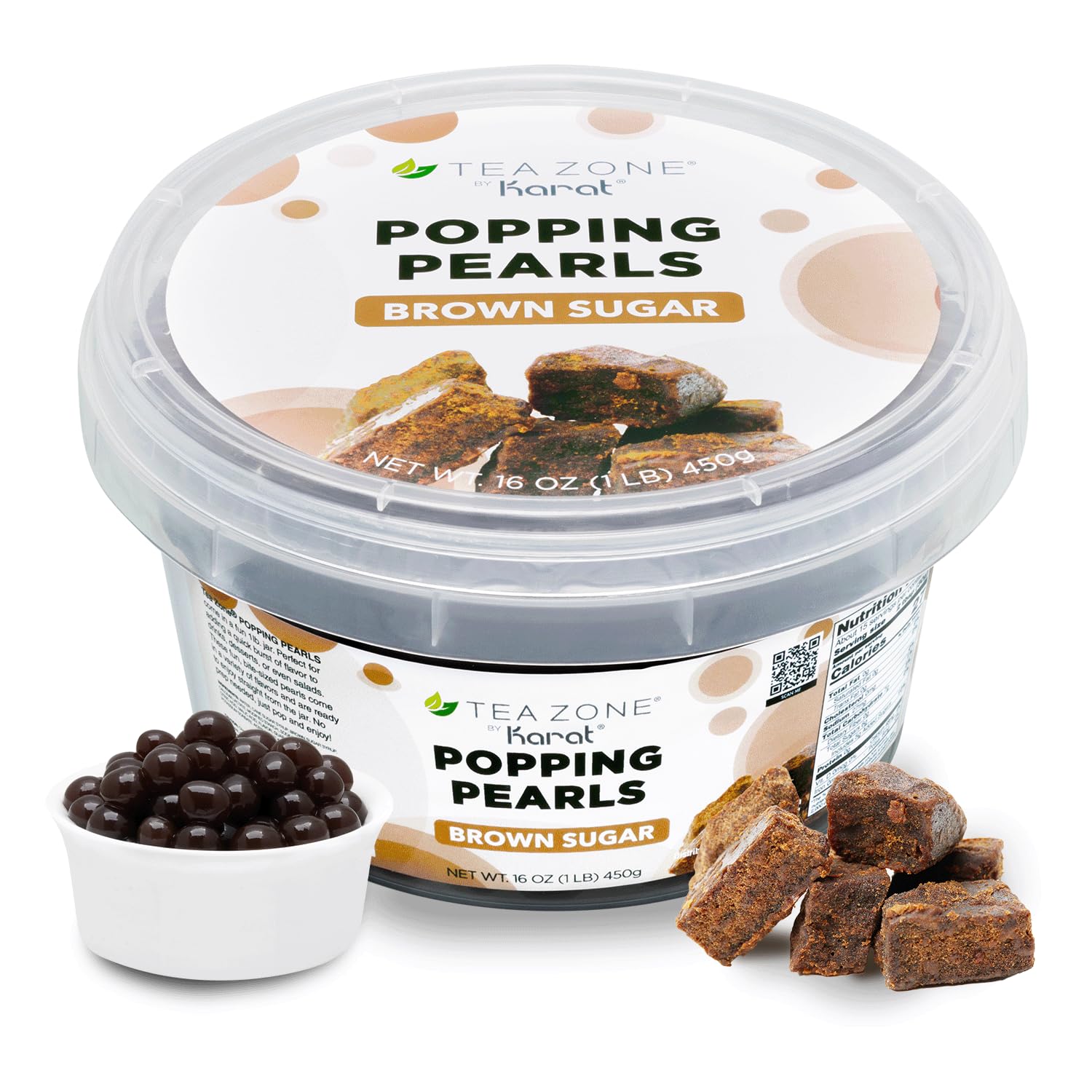 Tea Zone [1 Pound] Brown Sugar Popping Pearls, Bursting Pearls for Teas, Shakes, Smoothies, Dessert Toppings