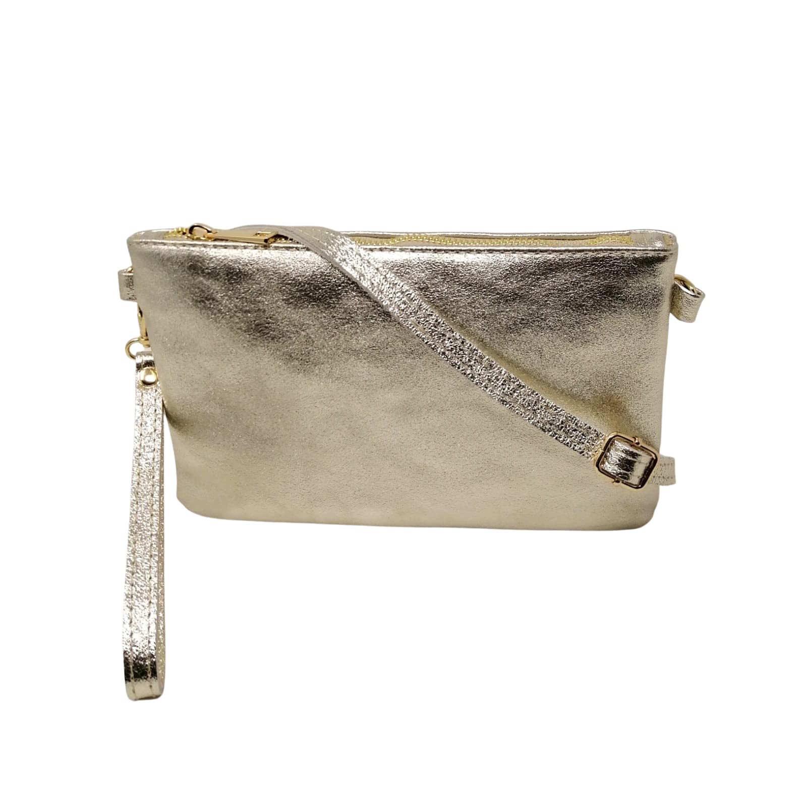 Mauro Pelletteria Pochette Donna con Tracolla Borsa Clutch Donna Elegante in Pelle Morbida Made in Italy Borsa da Polso Modello Mya