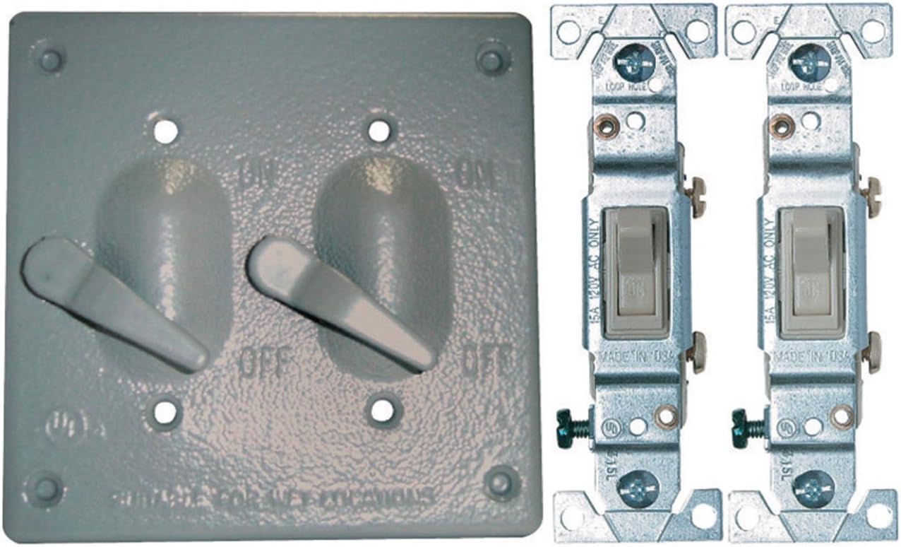 Sigma Electric Square Metal 2 gang Toggle Switch and Cover For Wet Locations