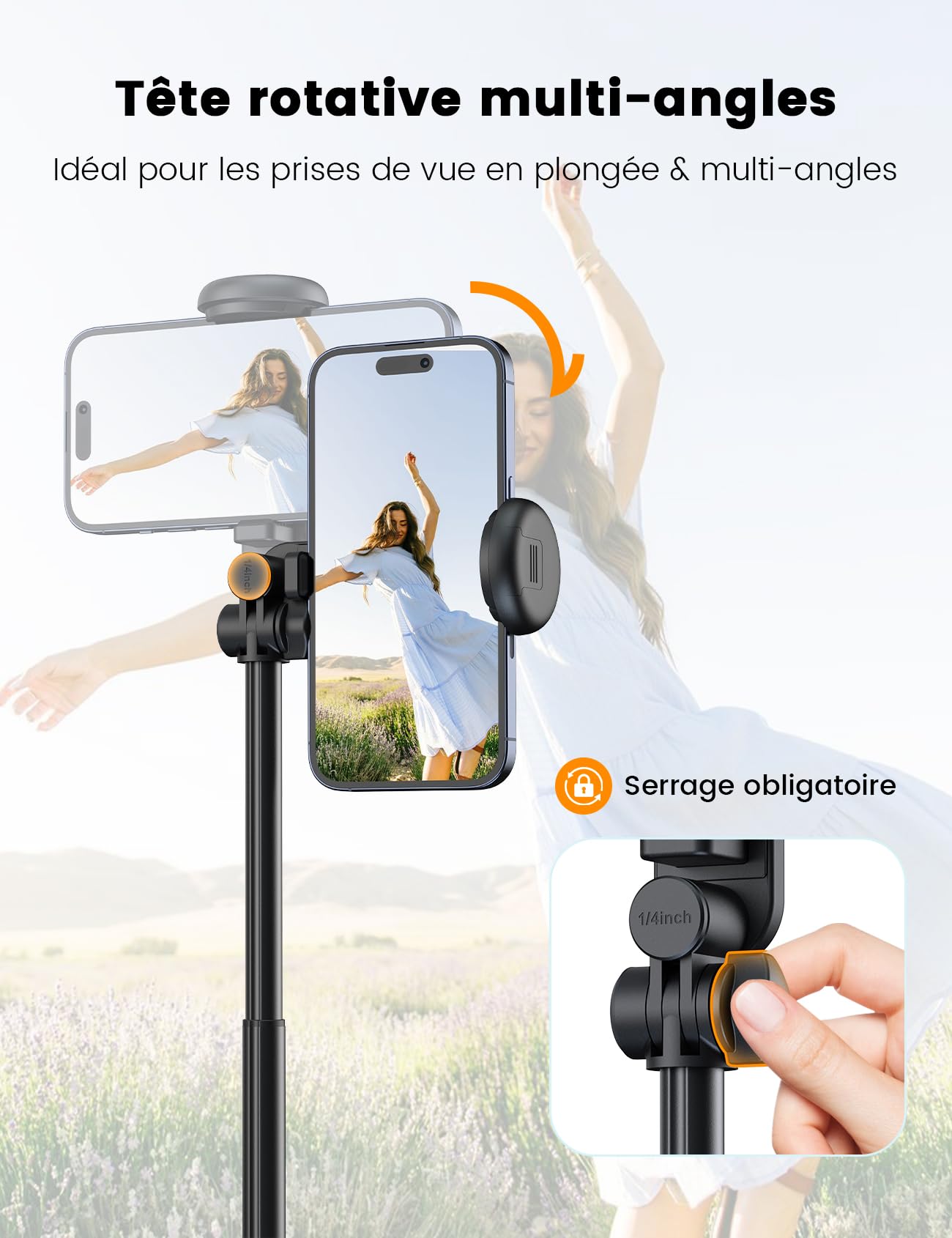 ANXRE Trepied Smartphone avec Lumiere, NT99 172cm Perche a Selfie et Kits Photo et vidéo Portables, Support d'Éclairage Télescopique Compatible avec Téléphone/Petite Caméra/GoPro