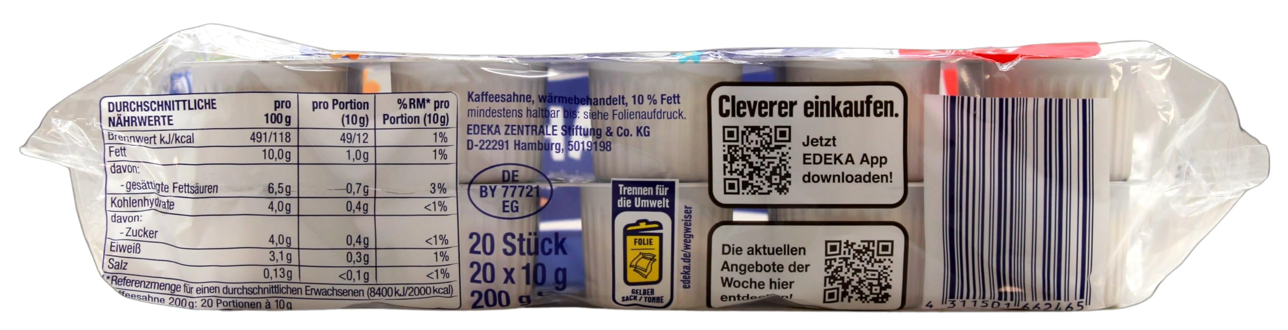 Gut & Günstig Kaffeesahne 10% Fett, 15er Pack (15 x 200g)