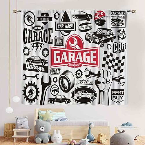 Miniatura 3 de Cortinas de ventana de garaje, retro para hombre, reparación de cuevas, herramientas de garaje, cobertizo, taller, cortinas de ventana de automóvil,