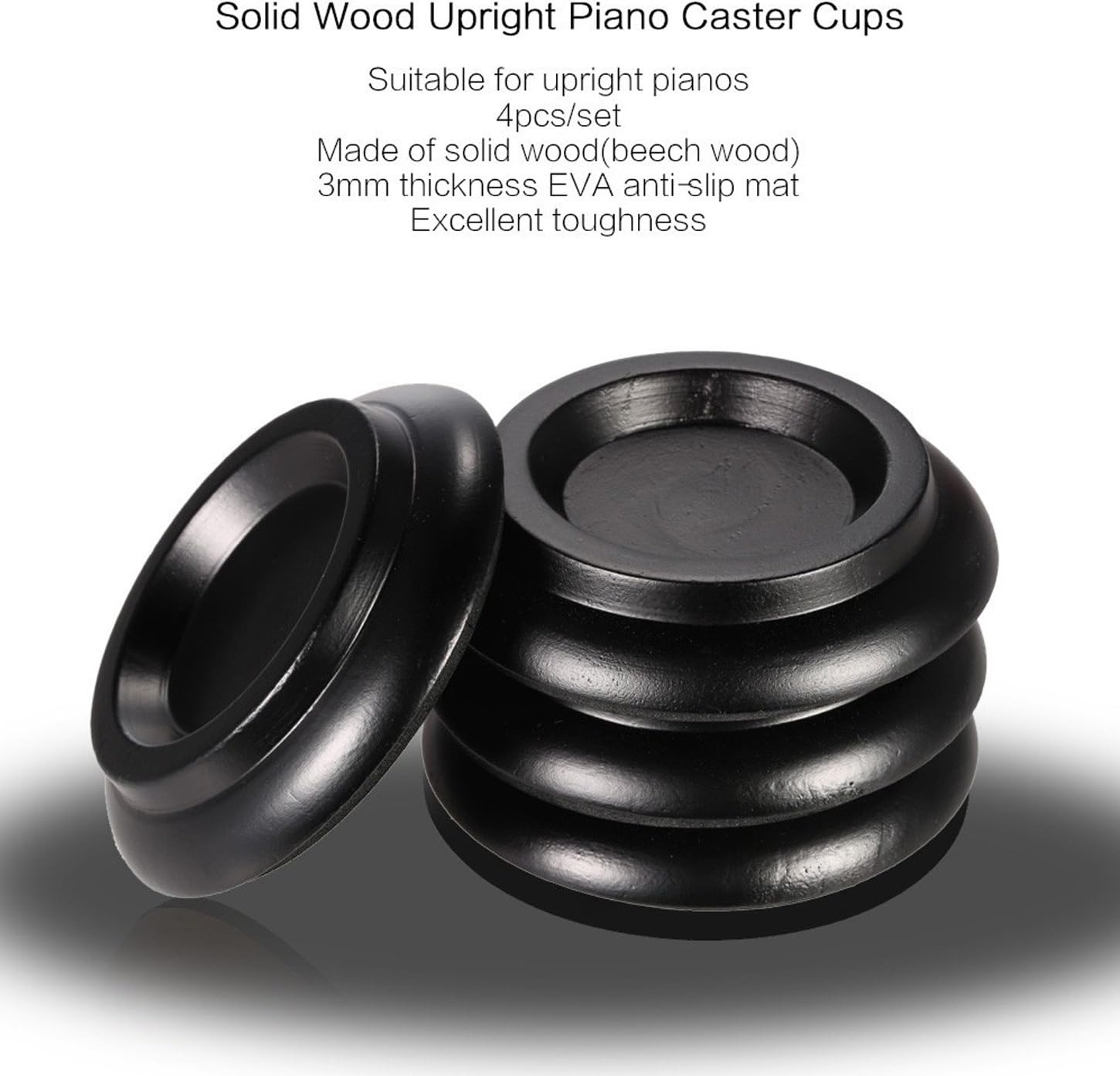 Piano Caster Cups for Upright Piano,Wood Caster Cups Piano Leg Floor Protectors with Non-Slip