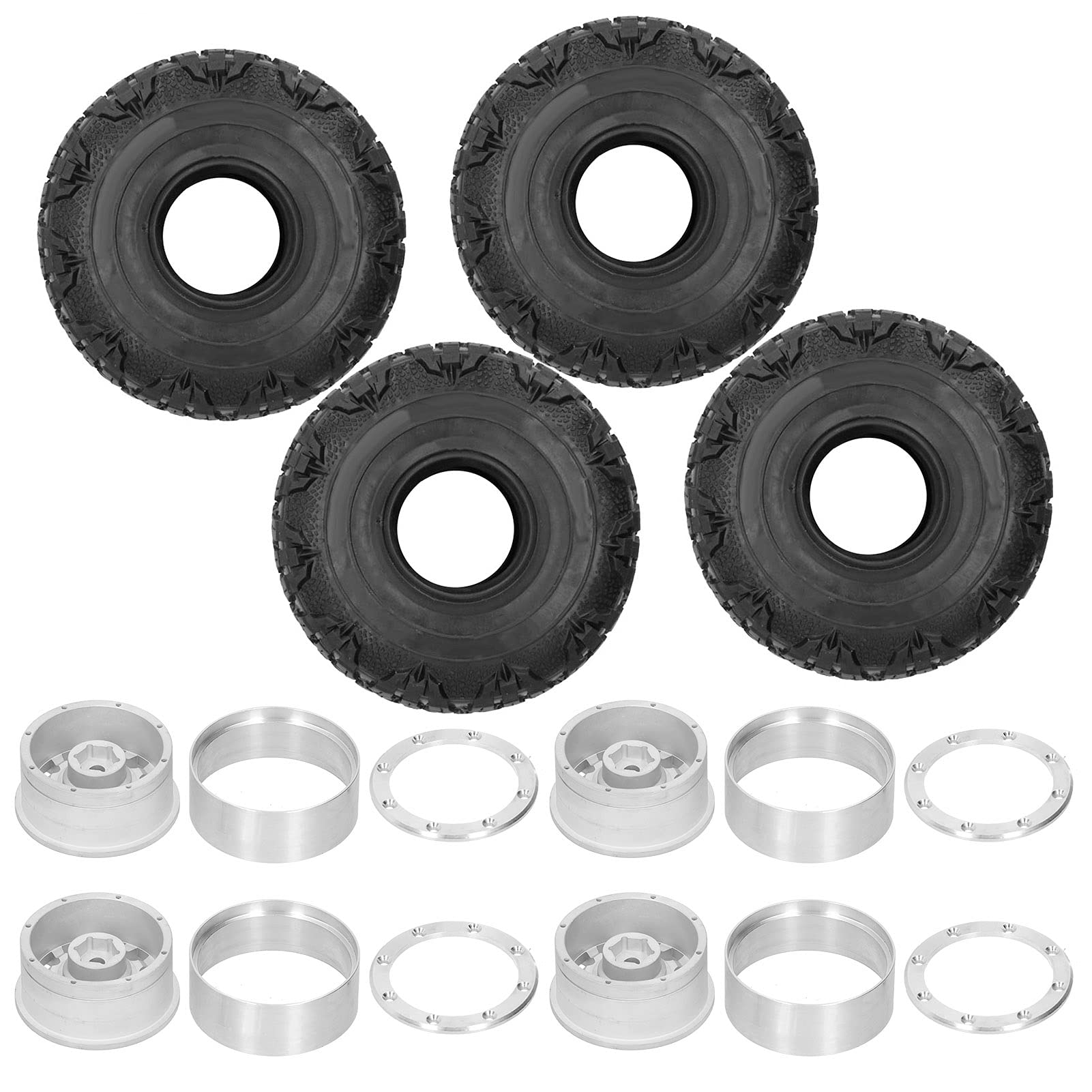 4Set Remote Control 123mm opona z częściami piasty koła do samochodu TRX4/SCX10/90046 1/10 RC (Silver)