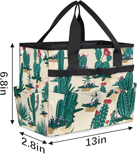 Miniatura 3 de Cactus Pattern Garden Tool Tote Bag for Women Men Gardening Tool Storage Bags with 10 Pockets Standable Garden Home Tool Kits Organizer for Indoor