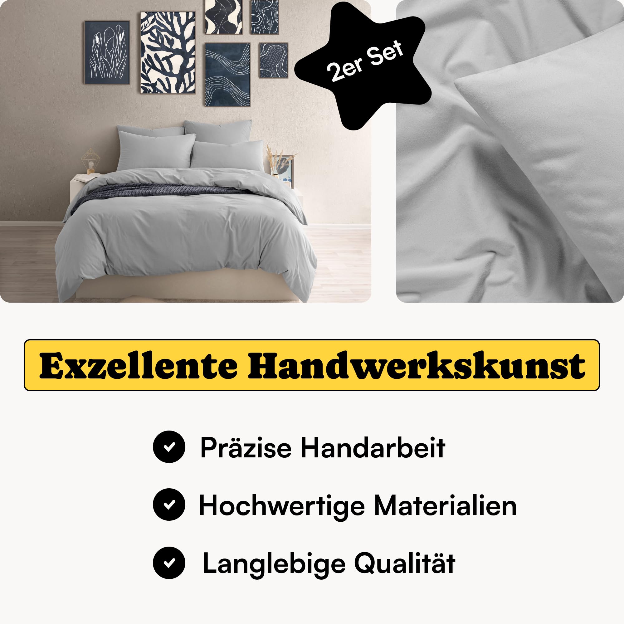Juego de 2 fundas de almohada de 40 x 80 cm, color gris claro (2 unidades), 100 % algodón percal (cepillado), certificado Oeko-Tex, transpirable, 40 x 80 cm, funda de almohada con cremallera,
