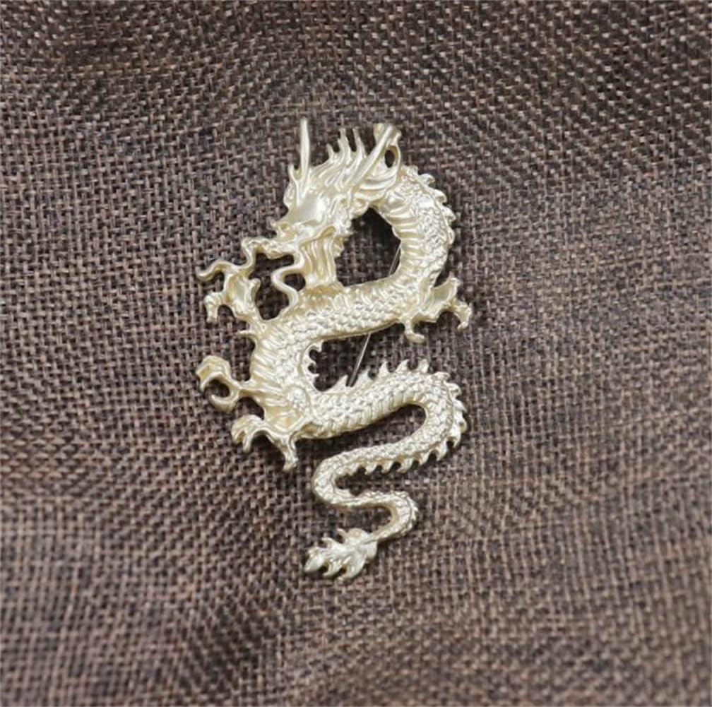 Chinese Style Dragon Brooches for Men Metal Corsage Suit Lapel Pin Dragon Brooch Badge Pins for Backpacks Clothing Accessories