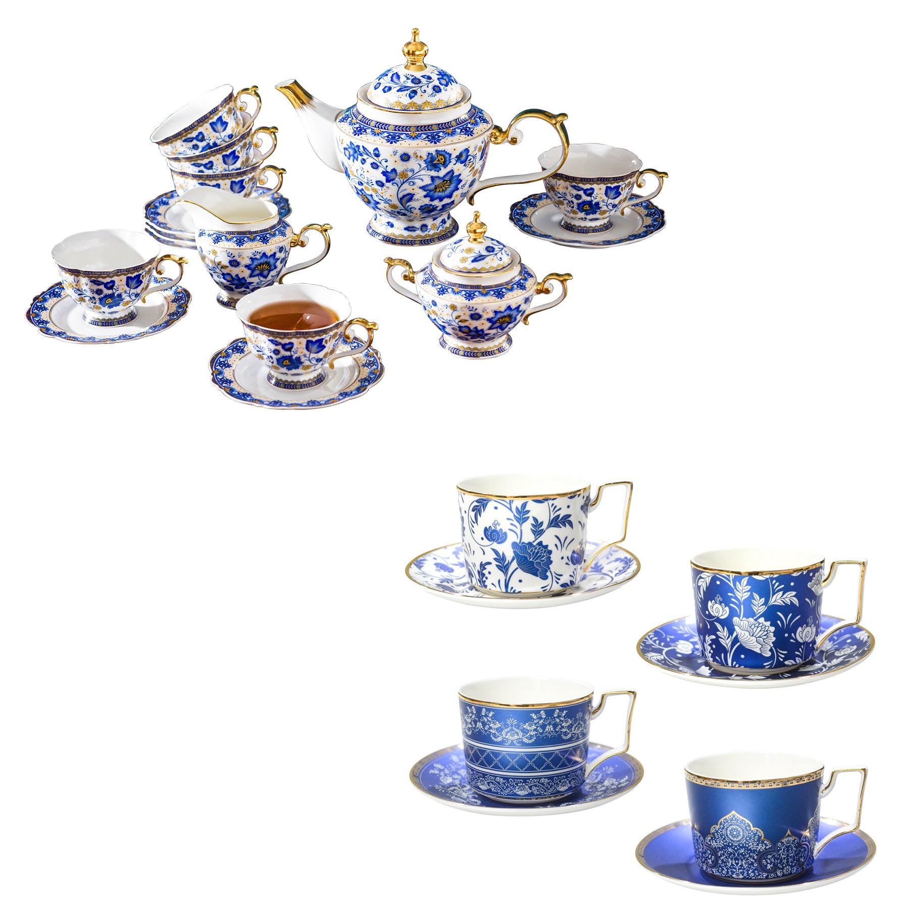 Amazon.com | ACMLIFE Bone China Tea Set for 6, Bone China Tea Cups