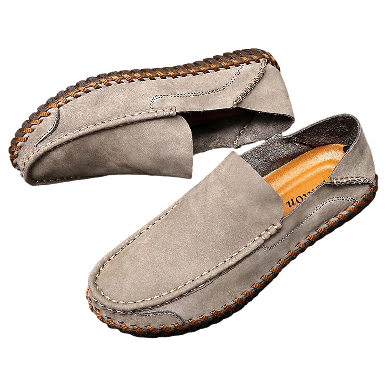 rismart Herren Slipper Mokassin Schuhe für Autofahrer Leder Lässig Schlüpfen Hausschuhe Flats