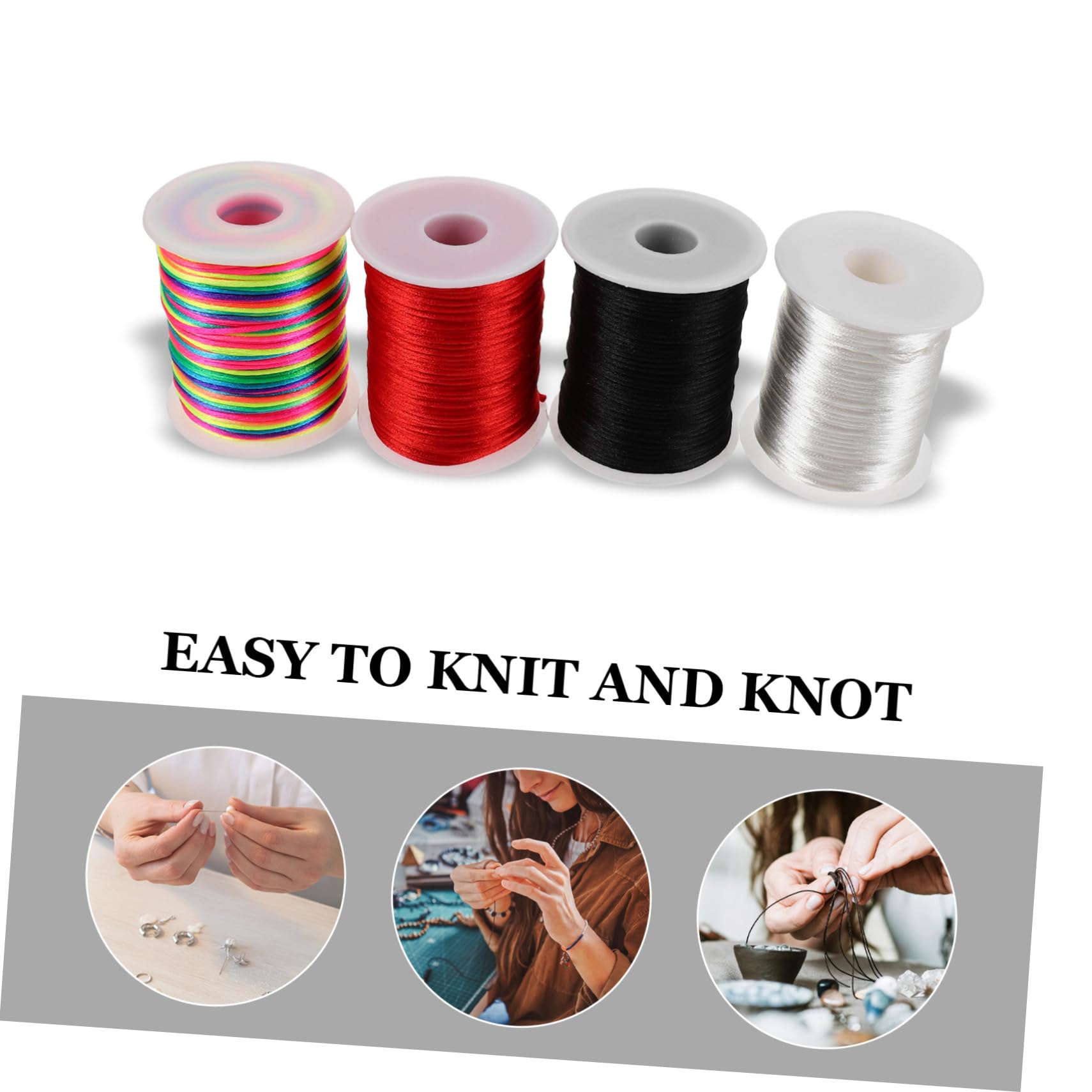 4 Cordoncino Cerato per Bracciali e Collane Filo Cerato Resistente per Macramè Twine per Gioielli e Fai da Te Colori Rosso Bianco