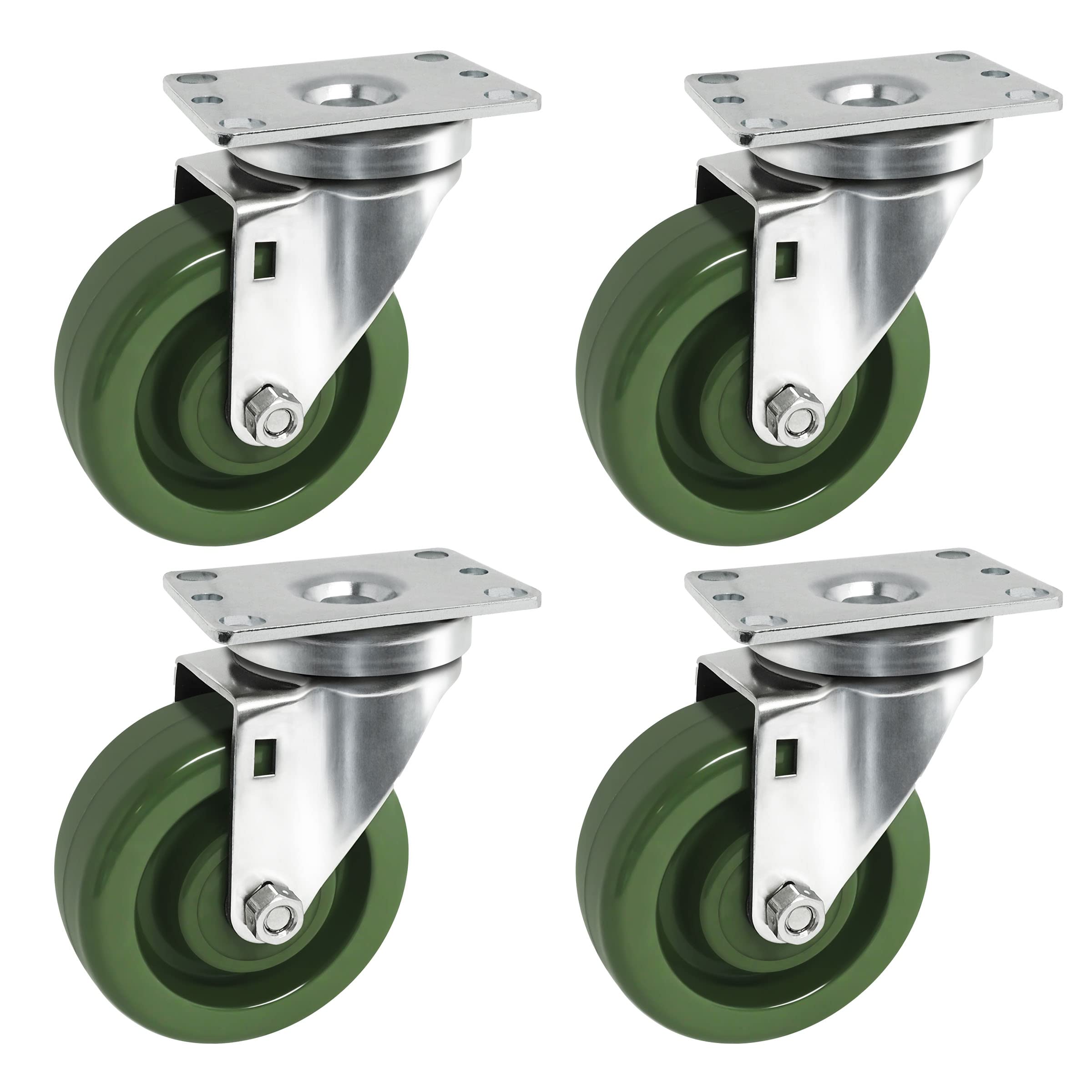HANDSAMMU 4"X1.5" Heavy Duty Casters-High Temperature Oven Rack Casters, Industrial casters-Set of 4 with Loading Capacity: 2800LB (4 Swivel)