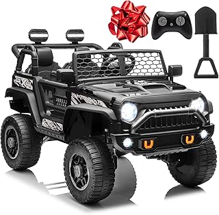 JOYRACER 24V Kids Electric Ride on Truck w/Remote Control, 4WD/2WD Switchable XL 2 Seater Ride On Car w/20'' Seat, 4x200W ...