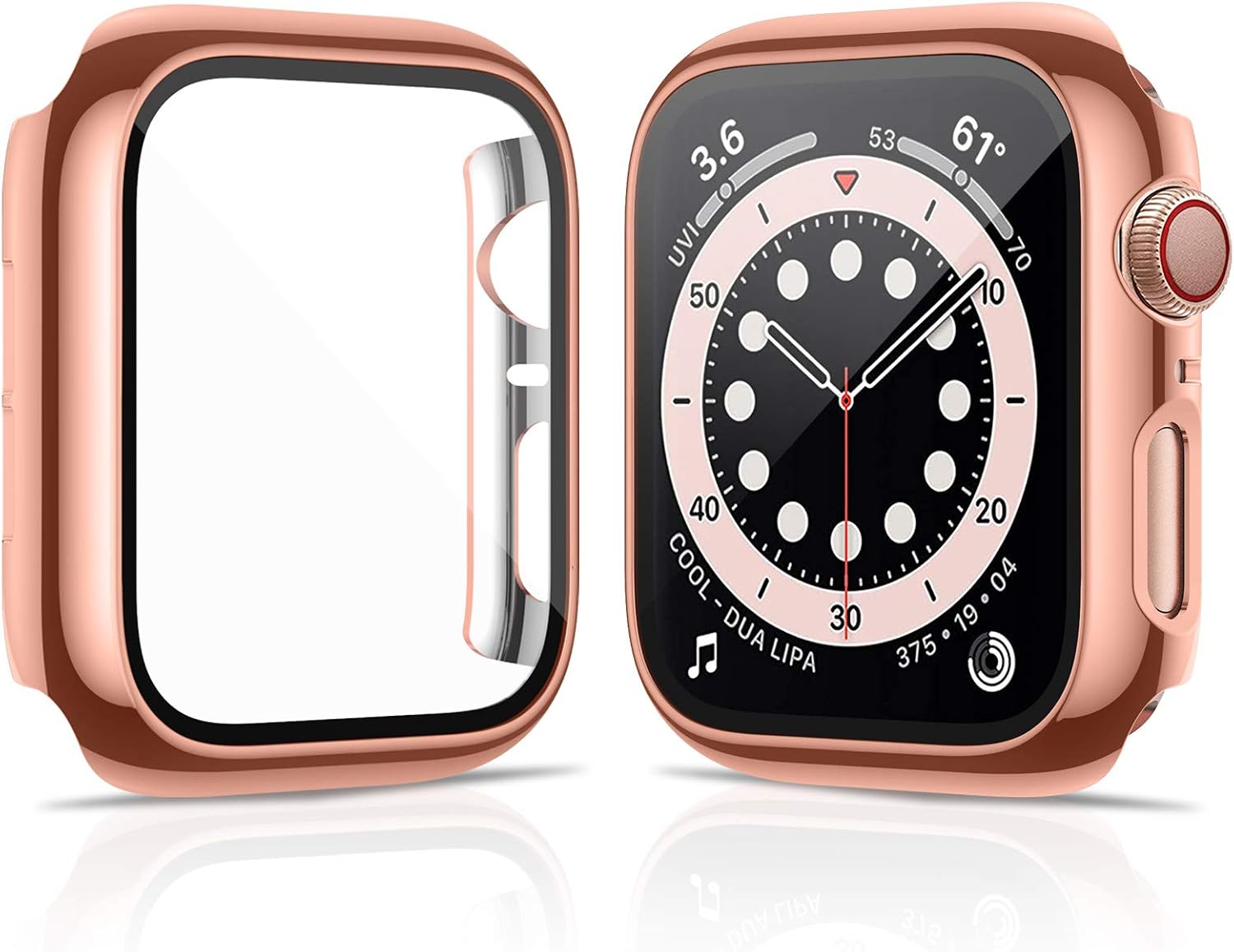 ZEBRE 2 Pack Case with Glass Screen Protector Compatible with Apple Watch SE/Series 6 / Series 5 / Series 4 44mm, Ultra Thin HD Tempered Glass Screen Protector Full Coverage Protective Cover Compatible with iWatch Series SE/6/5/4 (Clear/Rosegold)