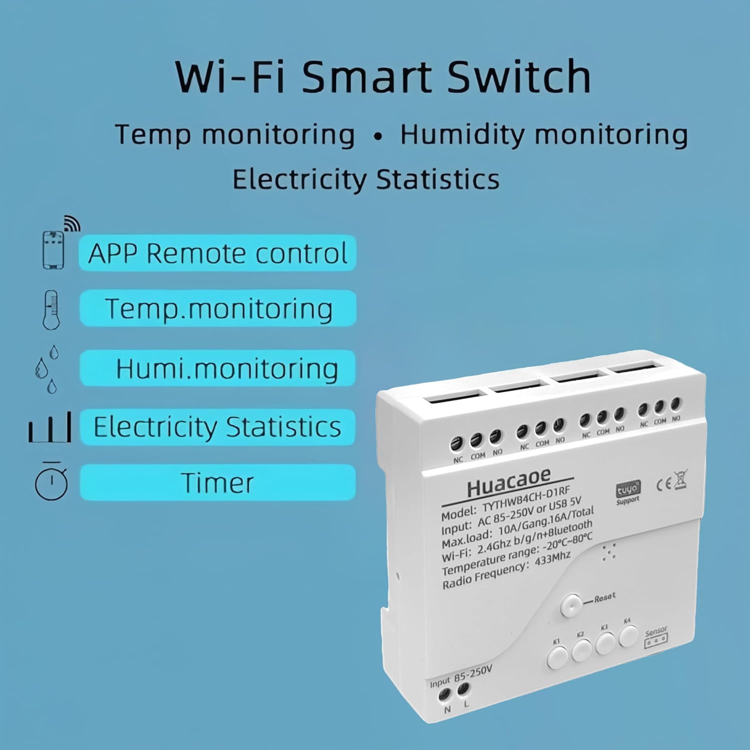 Huacaoe Wi-Fi Smart Switch features summary