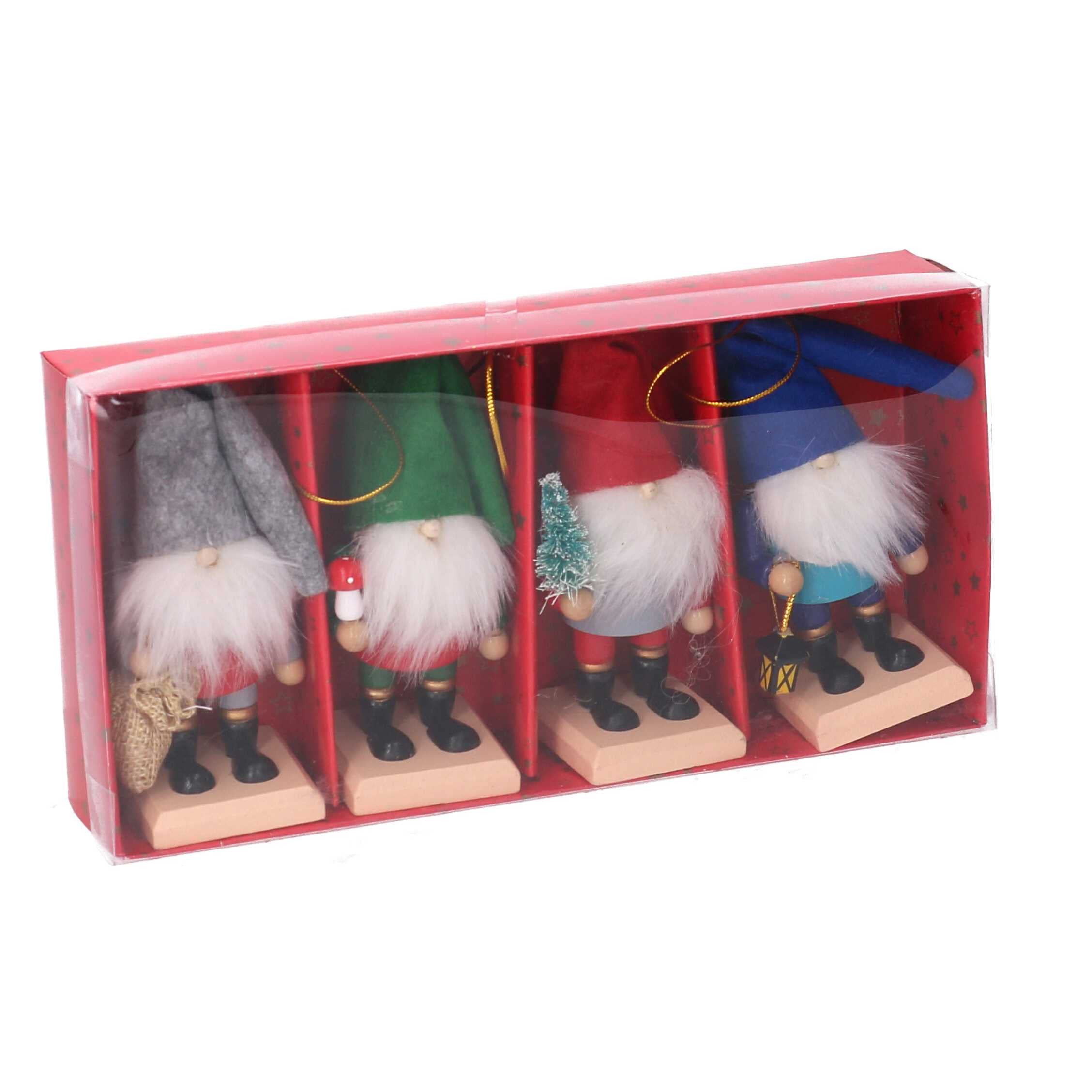 Vacchetti Giuseppe Pack of 4 mixed gnomes for tree and table decoration 12 cm tall, Multicolour - Image 2
