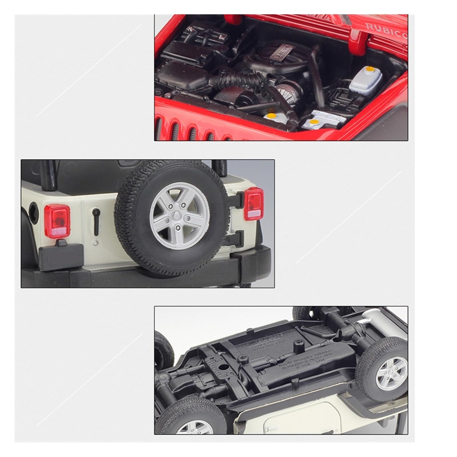 Model samochodu terenowego ze stopu odlewanego ciśnieniowo i metalowa zabawka dla Wrangler Rubicon Del, w skali 1:24 (Red 1, bez pudełka)