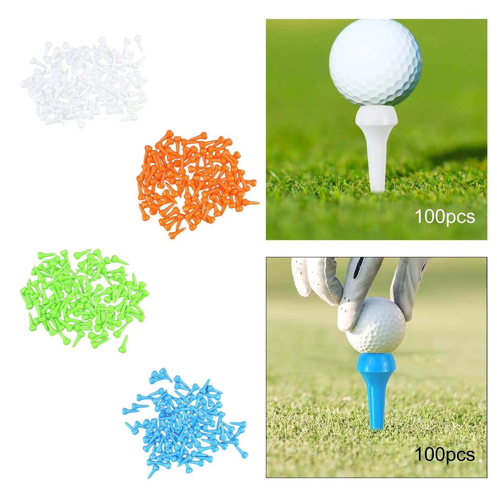 Golf Tee 100 stück Golf Tees Ball Halter Golf Zubehör Ausrüstung Training Aid Golf Üben Kunststoff Golf Nägel FüR Einen Idealen Abschlag