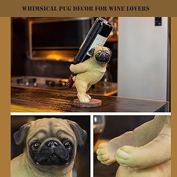 Amazon.co.jp: パグ犬の像 ワインボトルホルダー 卓上カウンター