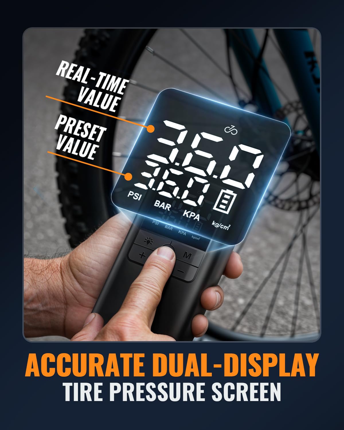 AEER Tire Inflator Portable Air Compressor Air Pump For Car Tires (150 PSI) - Cordless Bike Pump With Digital Tire Gauge And Motorcycle Tire Inflator With Auto-Shutoff Function - View #5