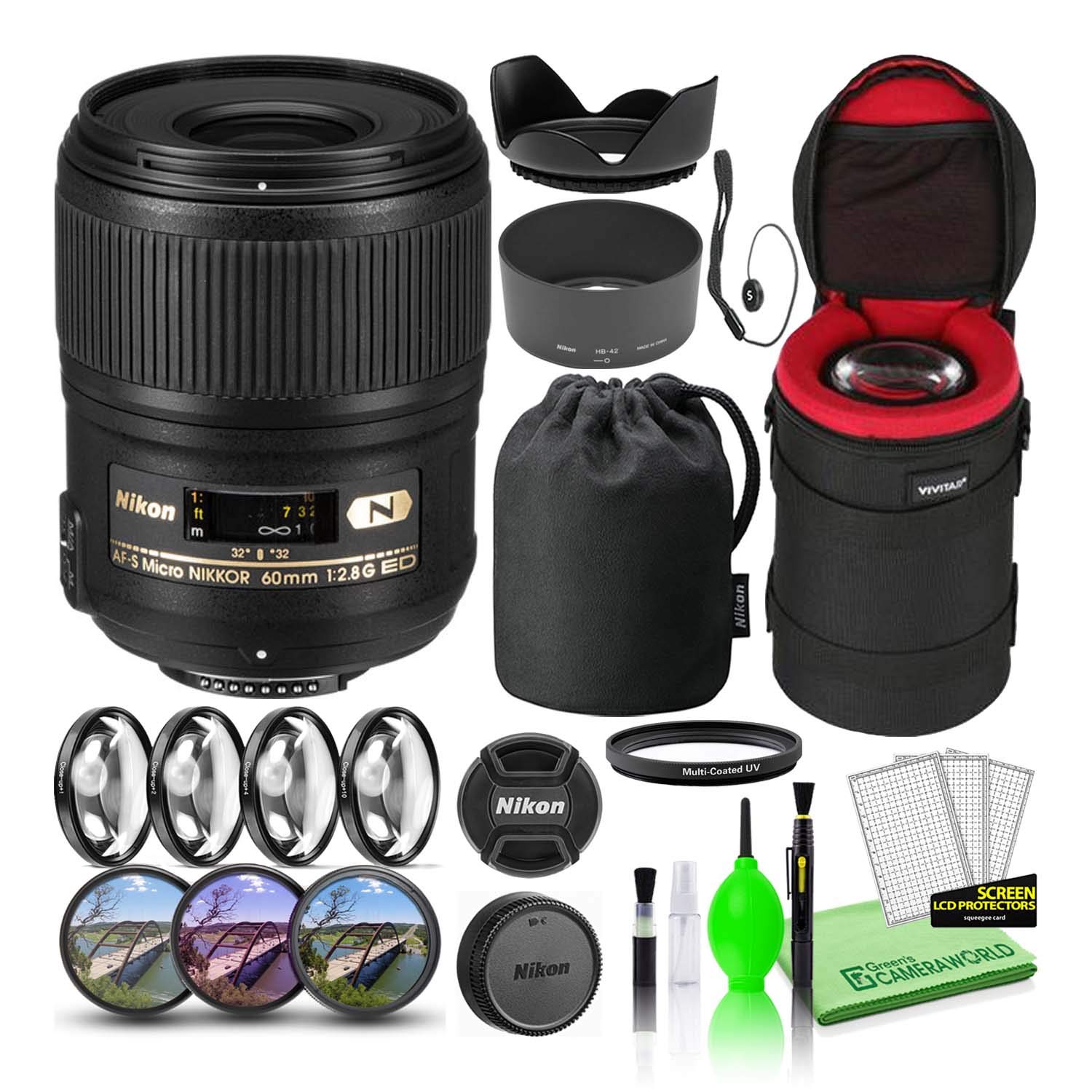 Nikon AF-S Micro NIKKOR 60mm f/2.8G ED Prime Lens (2177) USA Model Bundle Package with Padded Lens C