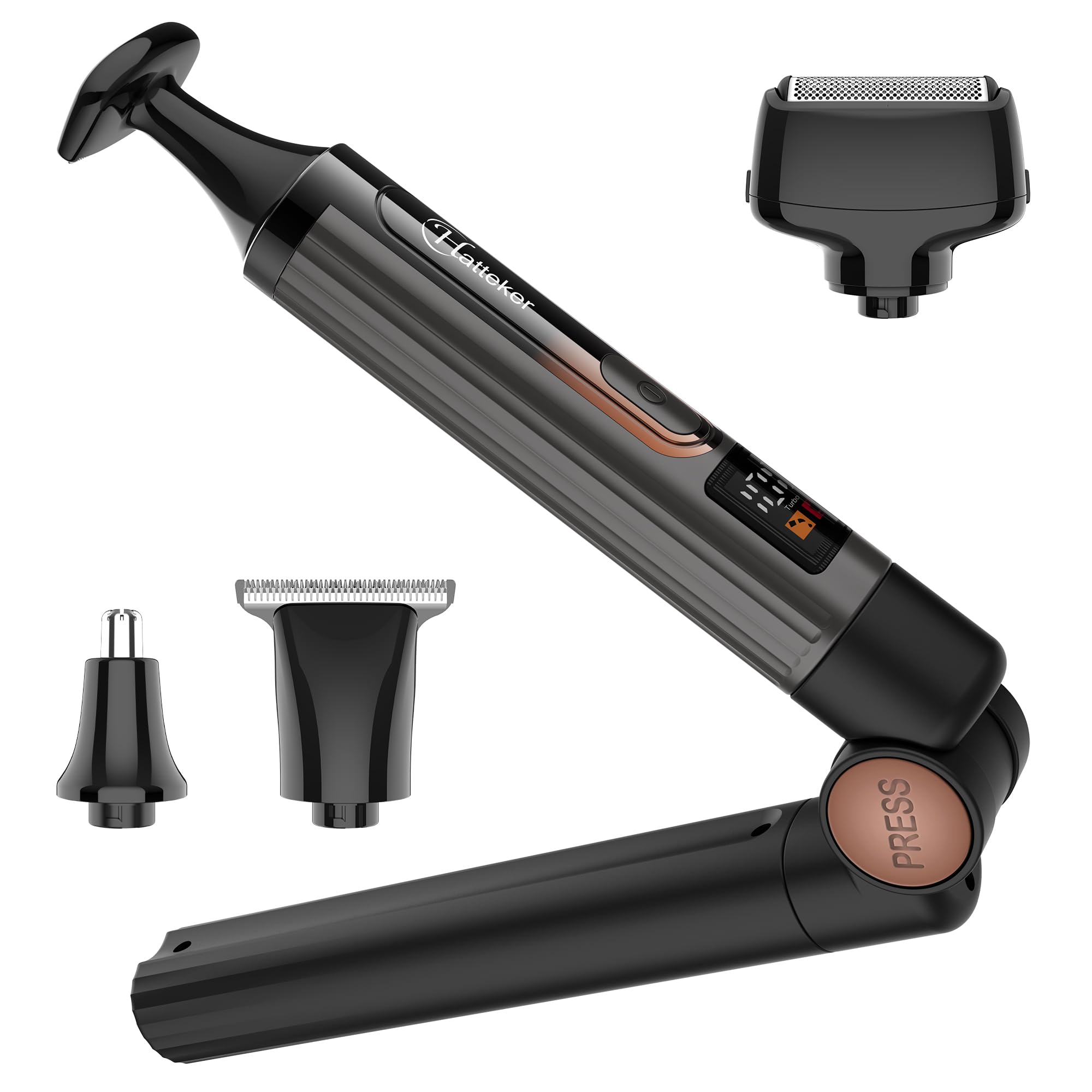 Hatteker Afeitadora espaldas Masculina Afeitadora Corporal Eléctrica con brazo extensible Ajustable Maquina de afeitar Kit Recortadora de curpo,barba para cara, brazo, barbilla Sin cable