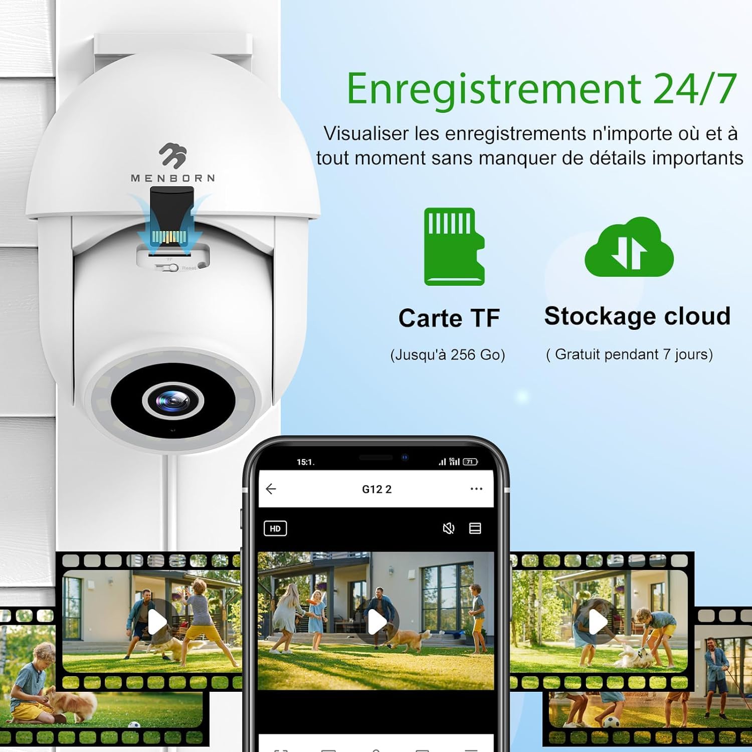 Caméra Surveillance Extérieur WiFi 6 2,5K 2,4/5GHz Caméra Extérieure 360° | Caméra de surveillance avec projecteur, vision nocturne couleur, suivi automatique, audio bidirectionnel et compatible Alexa
