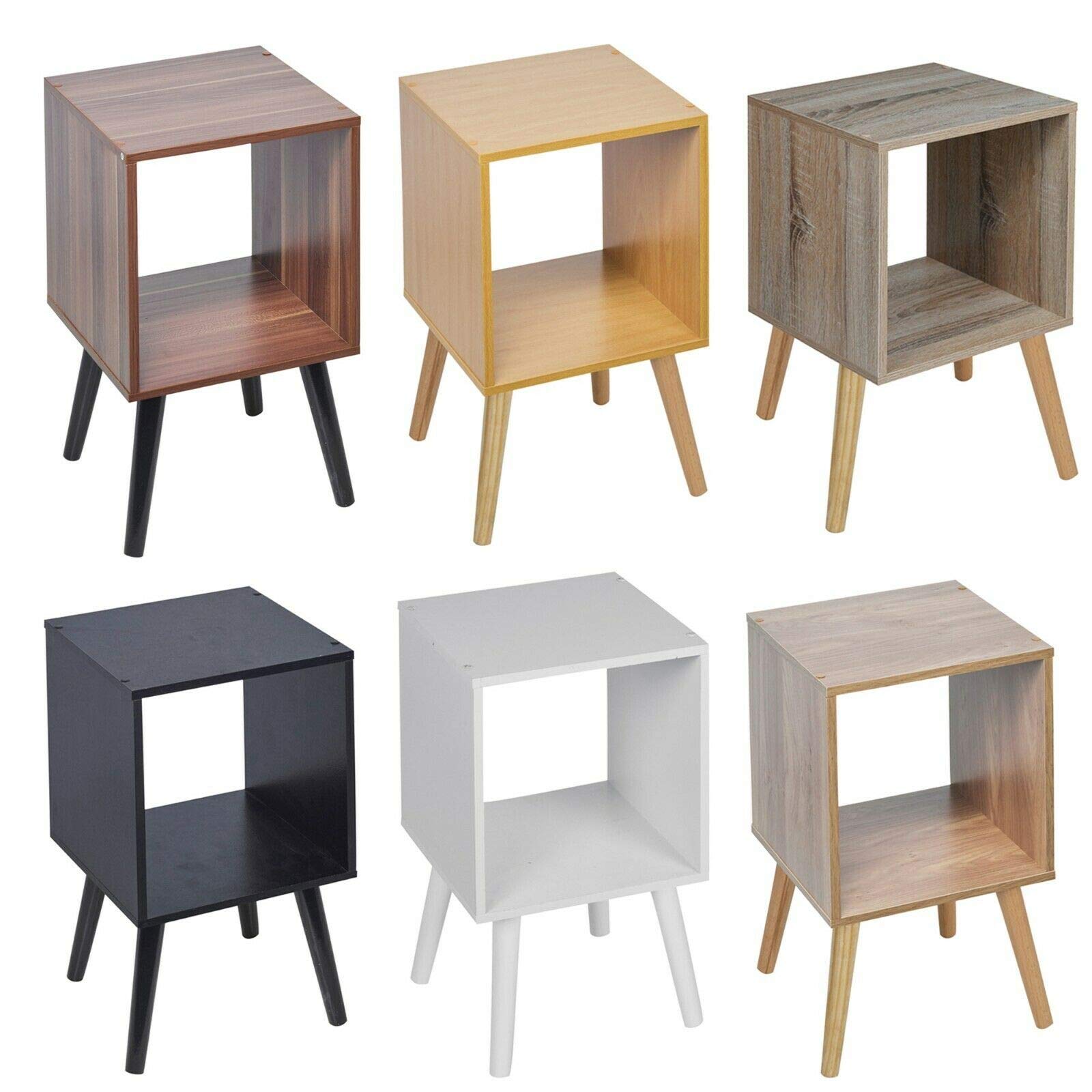 Urbnliving Beech Black Cube Bookcase With Scandinavian Legs