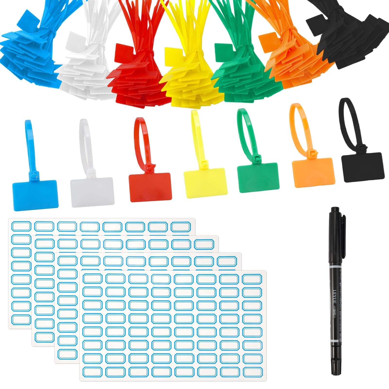 500 Pieces Cable Ties with Tag 100 x 3 mm Zip Ties 20 x 13 mm Cable Labels
