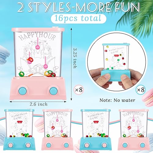 Miniatura 3 de Zhanmai Juego de 16 mesas de mano para anillos de agua, juegos de agua, juegos de baloncesto para niños y adultos (Macarrón, azul, rosa)