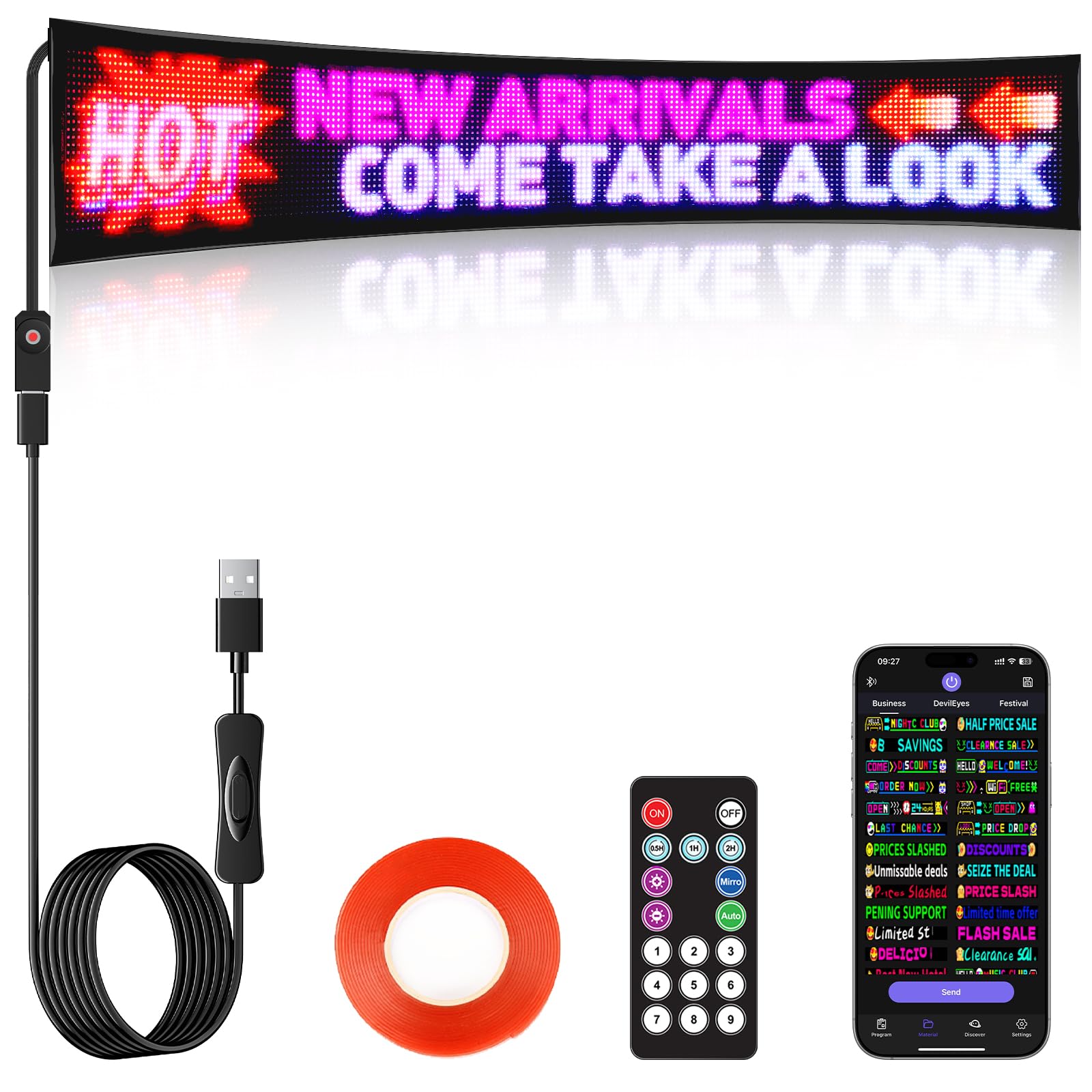 Photo 1 of KJOY Full Color Programmable LED Sign, 43"x6.3"