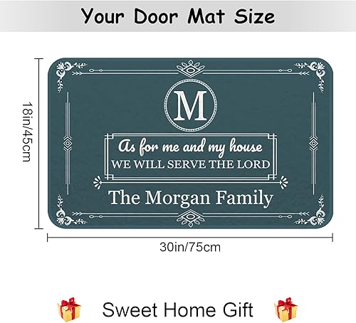 Miniatura 2 de Livole Tapete personalizado para puerta, 30 x 18 pulgadas, tapete de puerta de entrada para exterioresinteriores con nombre de la familia, alfombra