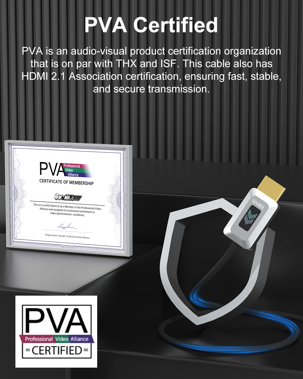 GeoHN.G 8K HDMI Fiber Optic Cable 66FT, Certified 48Gbps Ultra High-Speed HDMI 2.1 Cable 8K@60Hz 4K@120Hz/144Hz Dynamic/HDR10/eARC/HDCP 2.2&2.3/3D, Compatible with RTX 3090/PS5/Roku TV/HDTV/Blu-ray