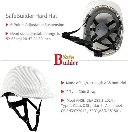 Miniatura 3 de Casco de seguridad estilo tapa ABS trabajo duro ventilado Hardhats para hombres Patrón de fibra de carbono Industrial ANSI z89.1