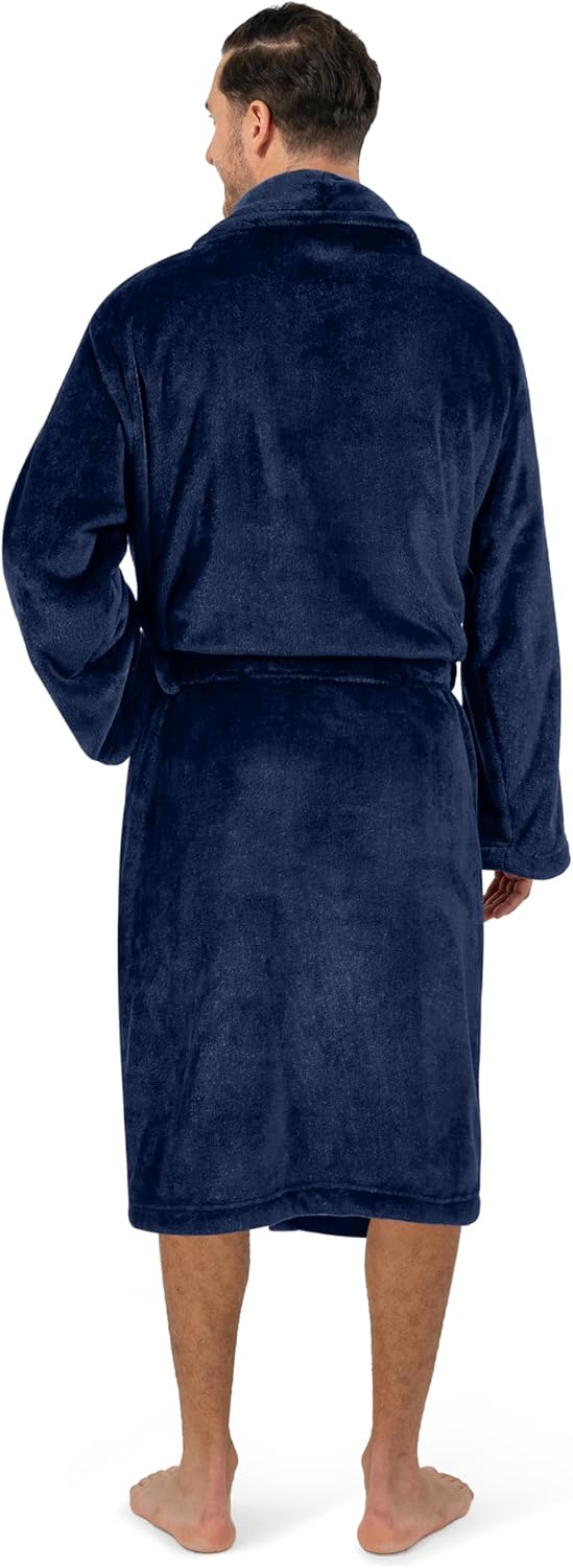PAVILIA Mens Soft Robe Bathrobe for Men, Lightweight Fleece Male Robe Long Bath Shower Spa - Image 3