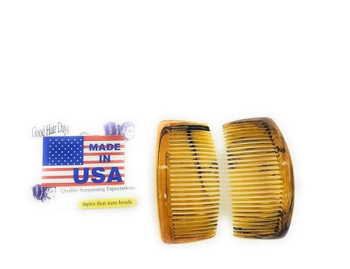 Miniatura 7 de Good Hair Days Peines laterales de Estados Unidos, 2 peines curvados grandes para el pelo de concha de tortuga para mujeres, giro francés, peinado