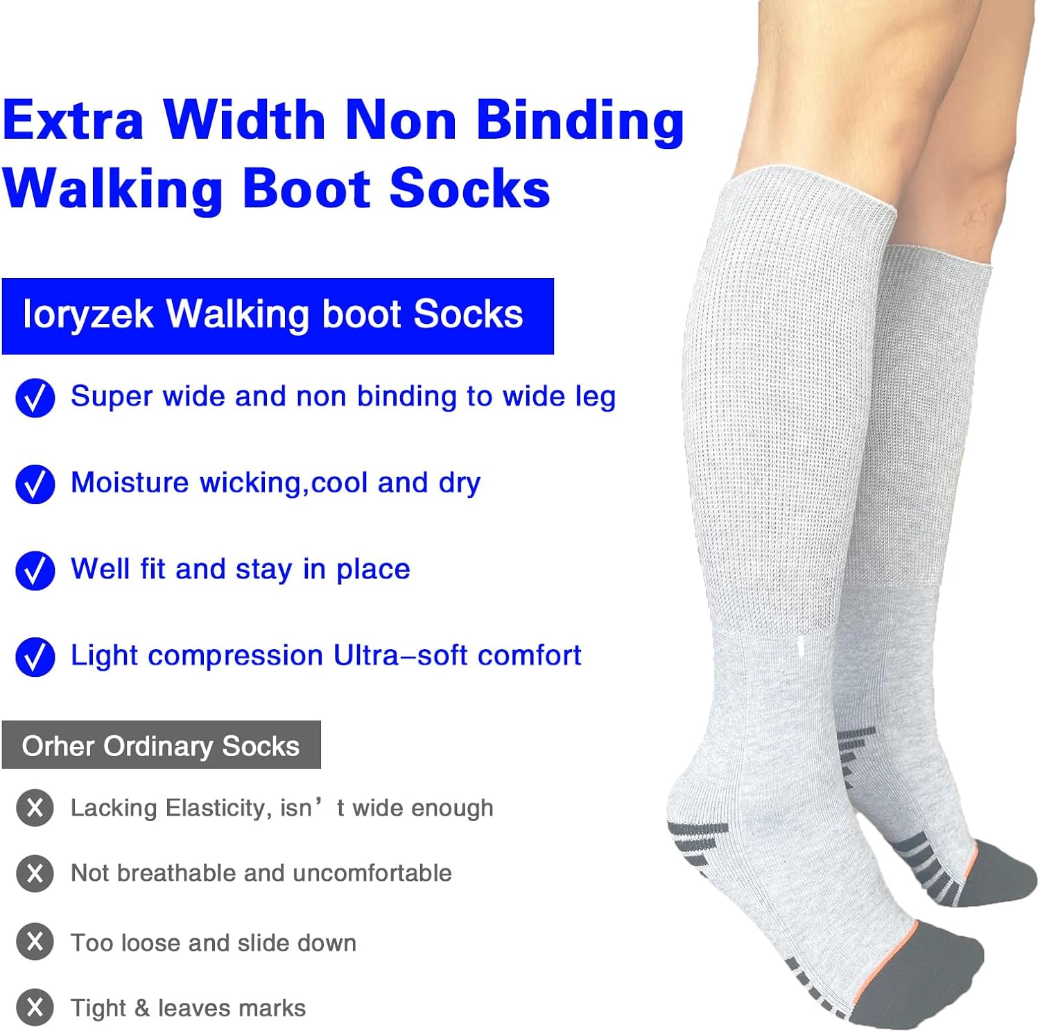 Walking Boot Socks air Cam Walker Cast Socks 2 Pairs Fracture Boot Brace Sock Surgical Orthopedics Sock for Men Women - Image 3