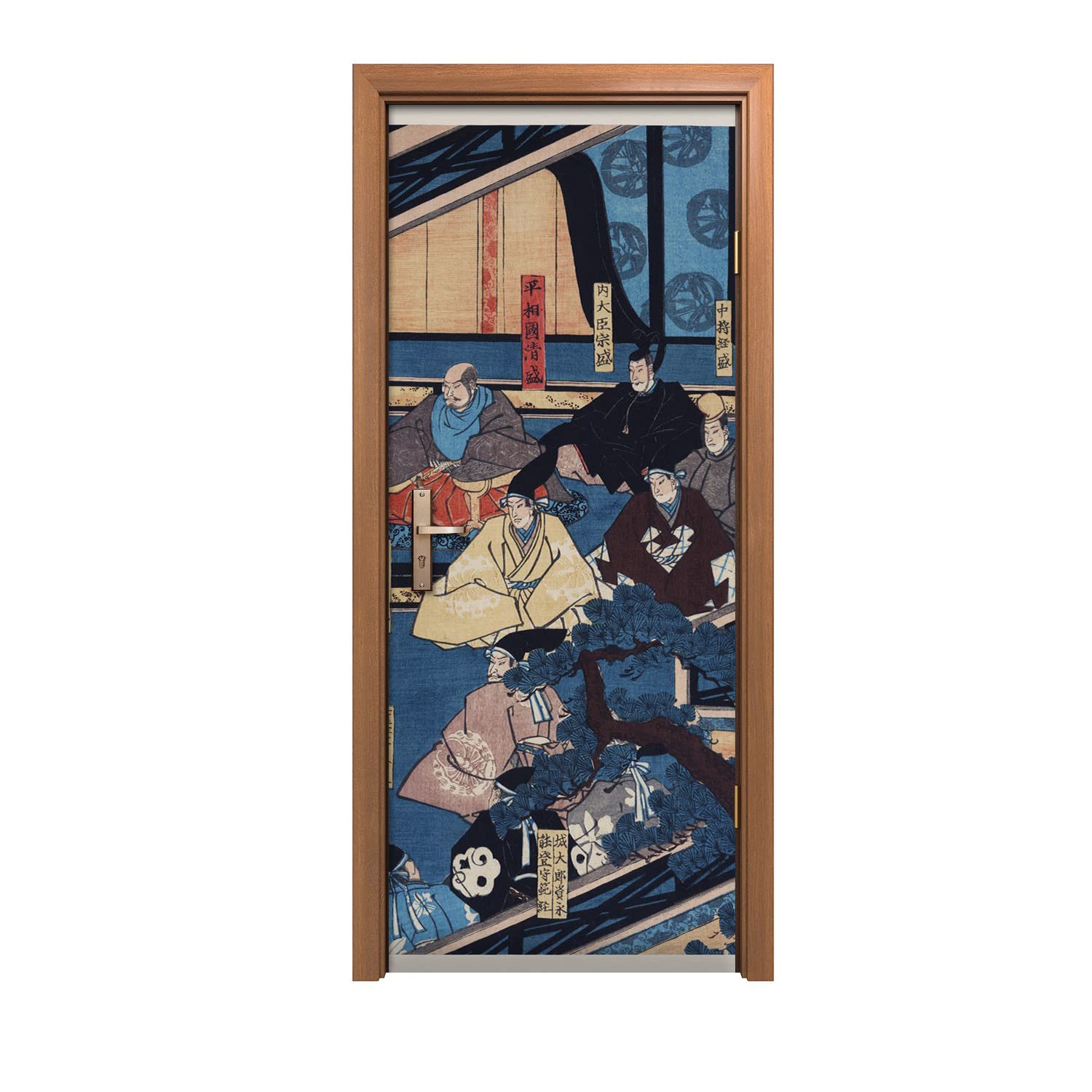 Autocollant de porte asiatique traditionnel Coloray 90x200cm pour murale et design d'intérieur