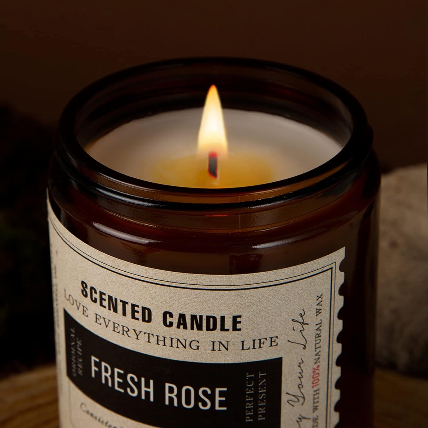 2 Pack Aromatherapy Amber Jar Candle, Sandalwood Rose and Lavender, Rustic Home Decor Scented Candles, Natural Soy Candles for Home Scented, Couple Christmas Gifts for Women : Home & Kitchen