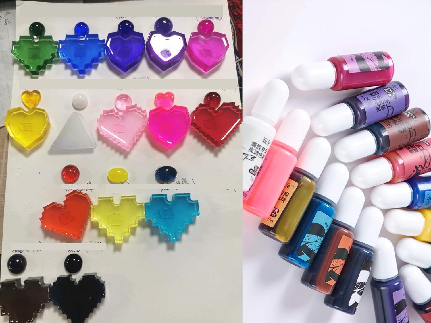 10pcs Clear UV Resin + 6 Silicone Molds + Mini UV Lamp + Liquid Pigment, New Formula UV Resin with 6 Earrings Pendants Molds with Solid Colour Liquid Pigment Dyes for Jewelry Making, Resin Crafts DIY