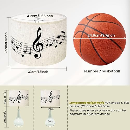 Miniatura 3 de Pantallas bohemias de 11 x 11 x 9 pulgadas, notas musicales, símbolos de línea de pentagrama para personal, música, nota, tema, pantalla de luz