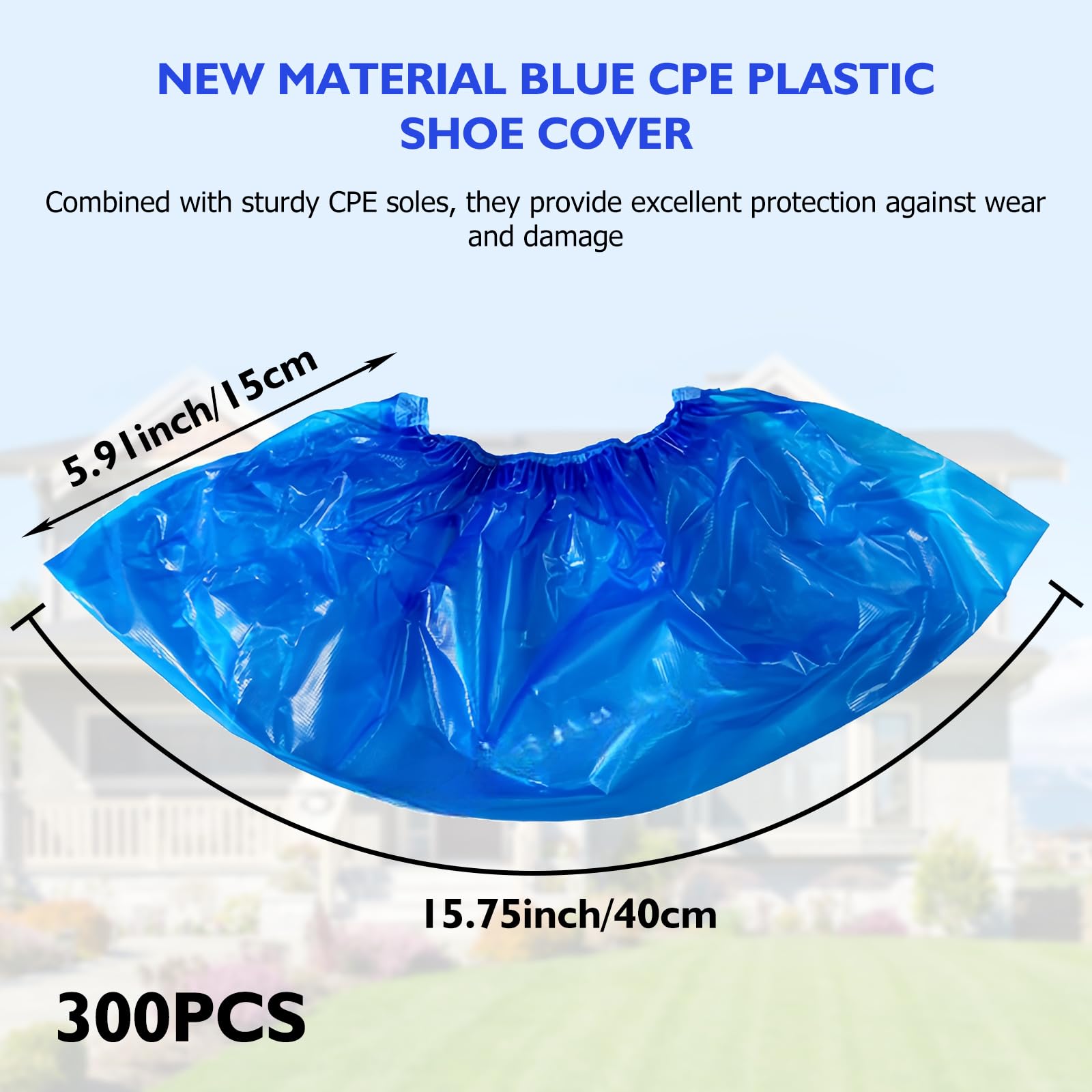 Lot de 300 couvre-chaussures jetables antidérapants avec élastique - Imperméables et jetables - Taille universelle - Pour l'hygiène et la protection - Bleu