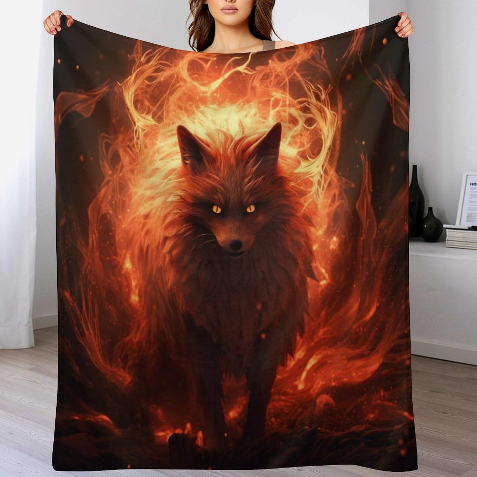 Couverture polaire renard pour cocooning sur le sofa et canapé-lit