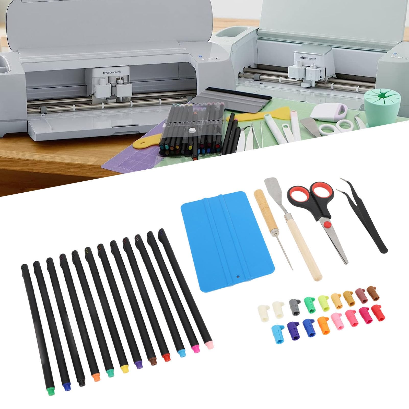 BORDSTRACT Kit de corte, herramientas de artesanía de madera sintética con asas portátiles para pegar pegatinas de pared, manualidades de papel
