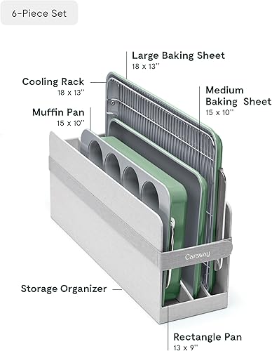 Miniatura 3 de Caraway Juego de utensilios de cerámica antiadherente para hornear (5 piezas)  bandejas para hornear surtidos y almacenamiento  Cuerpo de acero
