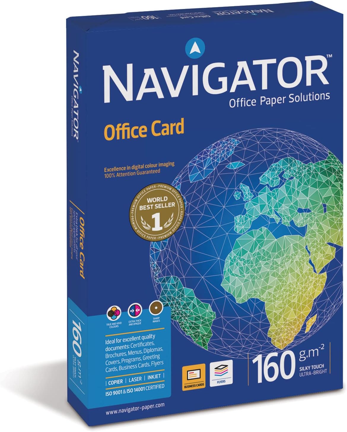 Navigator Office Card- A4 Colour Printer Paper - Multi-Purpose Printer Paper - Photocopier Paper - White - 160gsm - 250 Sheets