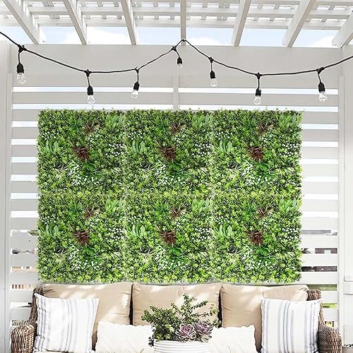 Miniatura 6 de TANG 1 panel de plantas artificiales 3D mezcladas de 40 x 40 pulgadas, estilo 5 telón de fondo de boda, paneles de pared de hierba perenne, pared de