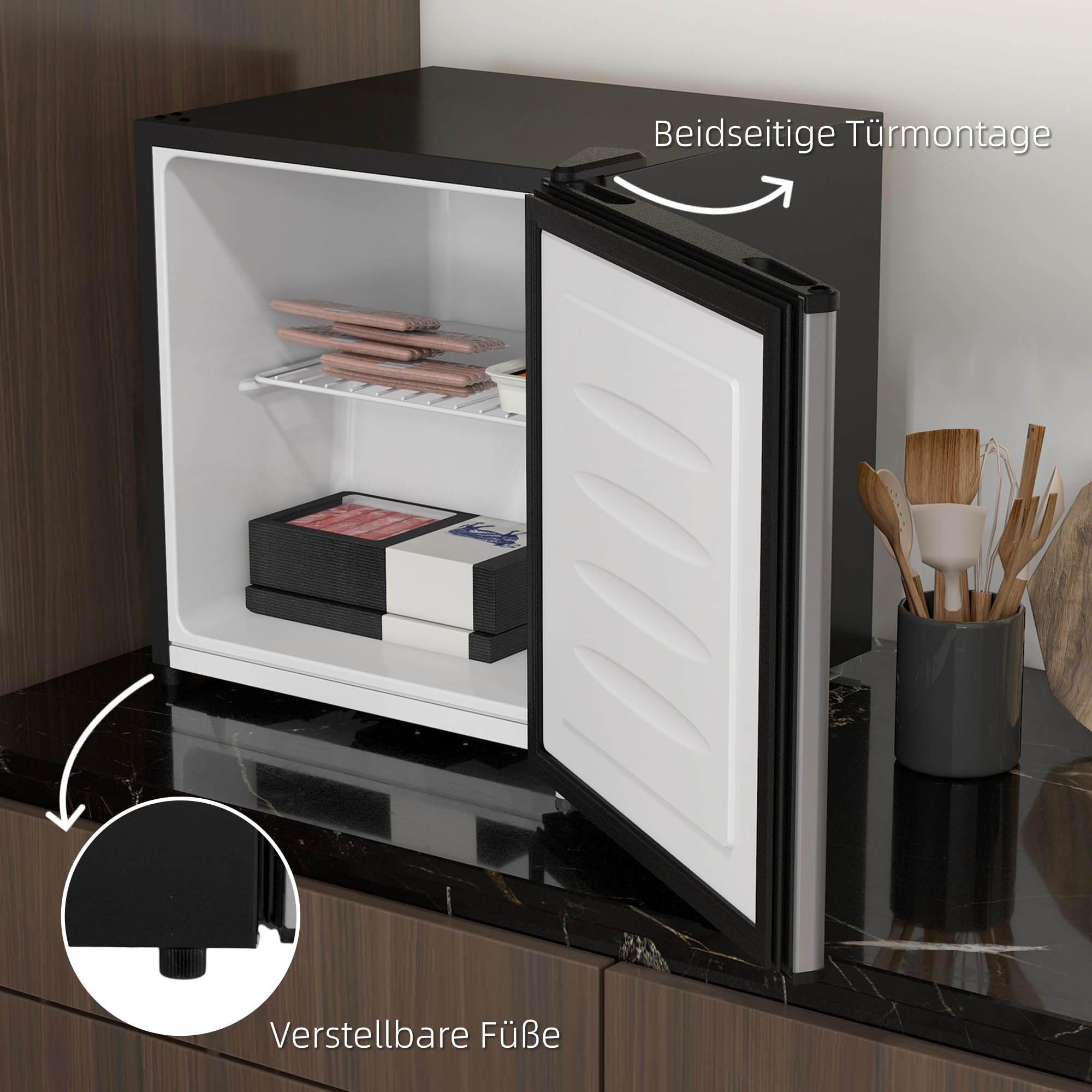 HOMCOM Mini-Gefrierschrank 35 L Gefrierbox elektrisch freistehend 45 W Mini Gefriertruhe Minikühlschrank 41dB -14 bis -24℃ 5-stufige Temperaturregelung 47 x 44,2 x 48,8 cm Silber