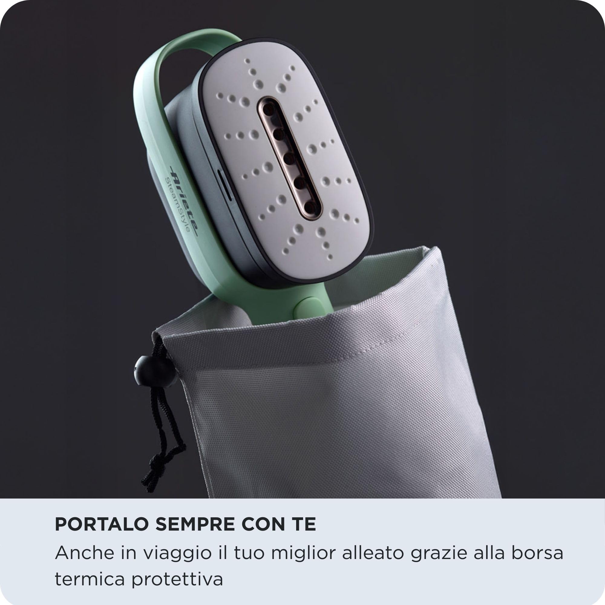Ariete 4301/01 Steam Style Ferro da stiro verticale 1200W Colpo vapore 20g/min Vapore in 30 secondi Capacità 80ml Mint