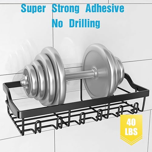 Miniatura 3 de Hsiohe Paquete de 5 organizadores de ducha, organizador de ducha adhesivo para almacenamiento de baño, estantes de ducha de acero inoxidable a