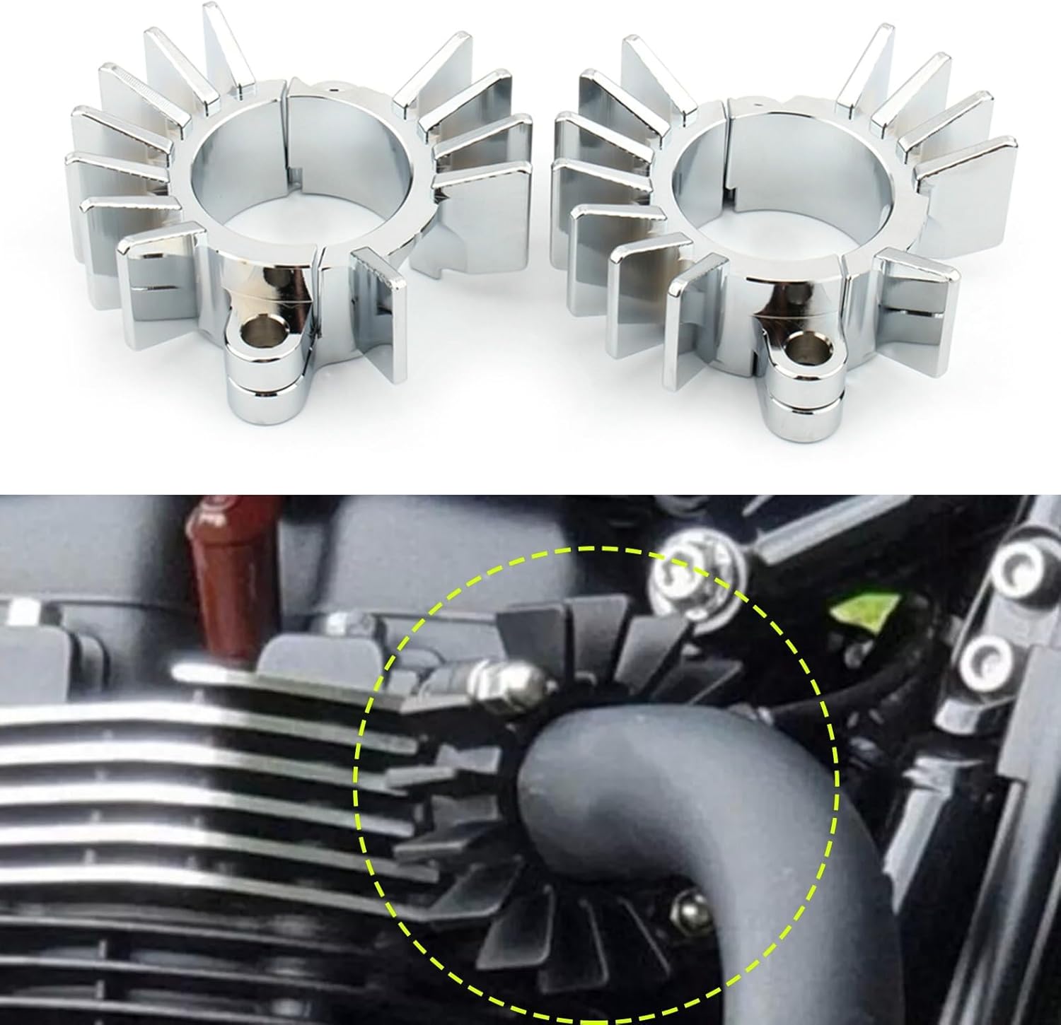 Silver Exhaust Pipe Head Heat Sink Fixing Clamps Clips Compatible with BONNEVILLE BOBBER T120V STREET Twin CUP SCRAMBLER 2017-2023